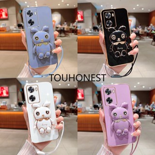 ใหม่ เคส Oppo A17K เคส Oppo A39 เคส Oppo A57 เคส Oppo A59 Case Oppo A77 A77S Case Oppo A93S Case Oppo F1S Case Oppo K7X Case Oppo Reno7 SE Case Oppo Find X3 Pro Case New Cute Rabbit Bracket Mobile Phone Cover Case With Rope โทรศัพท์มือถือ ลายกระต่ายน่ารัก