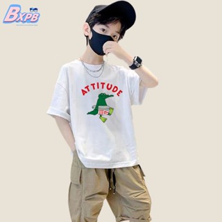 Bxpb- เสื้อยืดแขนสั้น คอกลม ผ้าฝ้าย พิมพ์ลาย ทรงหลวม คุณภาพสูง สไตล์เกาหลี ไซซ์ 110-170