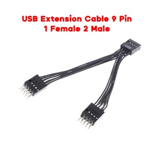 R* สายเคเบิลต่อขยายเมนบอร์ด USB 9-Pin 9Pin 1 ตัวเมีย เป็น 2 ตัวผู้