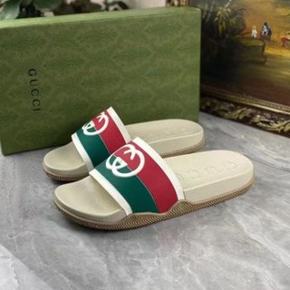 G GUCCI รองเท้าแตะชายหาด แถบ G สีคู่ แฟชั่นฤดูร้อน สไตล์ยุโรป อเมริกัน สําหรับผู้ชาย และผู้หญิง 2021