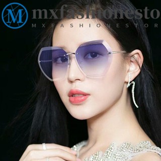 Mxfashione แว่นตากันแดด ไร้ขอบ ไล่โทนสี UV400 กรอบหลายเหลี่ยม สําหรับผู้ชาย ผู้หญิง เดินทาง