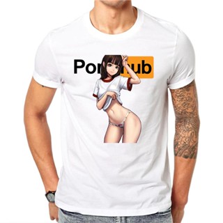 ขายดี เสื้อยืด ผ้าฝ้าย พิมพ์ลายกราฟฟิค Pornhub White n สไตล์ฮาราจูกุ สําหรับผู้ชาย IGegoo21HCldof84