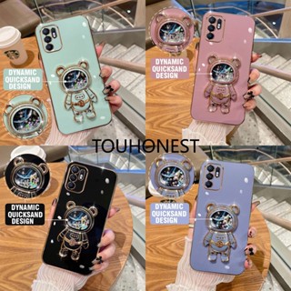 เคส Oppo Reno6 Pro Plus เคส Oppo Reno2 เคส Oppo Reno2 Z เคส Oppo Reno 2F Case Oppo Reno4 SE Case Oppo Reno 6Z Cover Glitter Liquid Quicksand Astronaut Bracket Soft Phone Case โทรศัพท์มือถือ แบบนิ่ม ลายนักบินอวกาศ มีทรายไหล สําหรับ