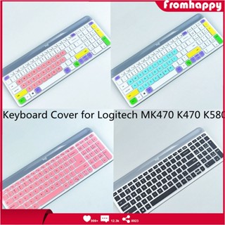 Keyboard Cover for Logitech MK470 K470 K580 Wired Set Transparent Clear Black Silicone TPU Film Case Slim Thin M304