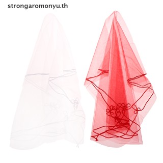 Strongaromonyu ผ้าคลุมหน้าแต่งงาน ผ้าไหม 1.4 ม. 1 ชั้น สีขาว สีแดง สําหรับเจ้าสาว