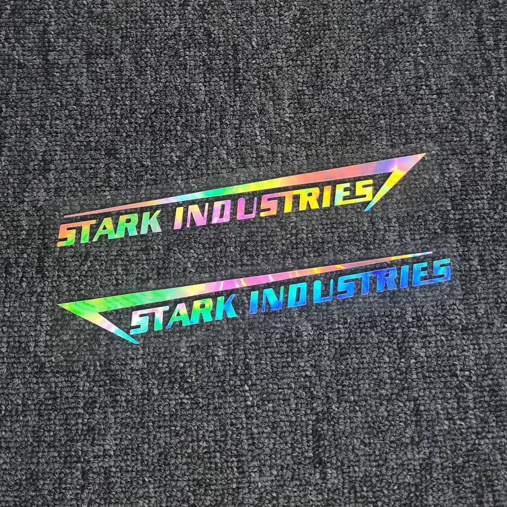 2pcs สติกเกอร์รถ Stark Industries Iron Man Marvel Avengers สะท้อนแสงตกแต่งสําหรับรถจักรยานยนต์ Hood ไฟหน้ากันชน
