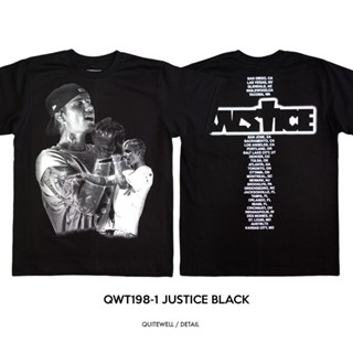 QWT198-1 JUSTICE BOOTLEG เสื้อยืดสีดำ