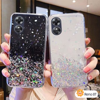 เคสโทรศัพท์มือถือแบบนิ่ม TPU ใส แต่งกลิตเตอร์ดาว ไล่โทนสี หรูหรา สําหรับ OPPO Reno 8T 5G 4G A98 Reno8T A17 A78