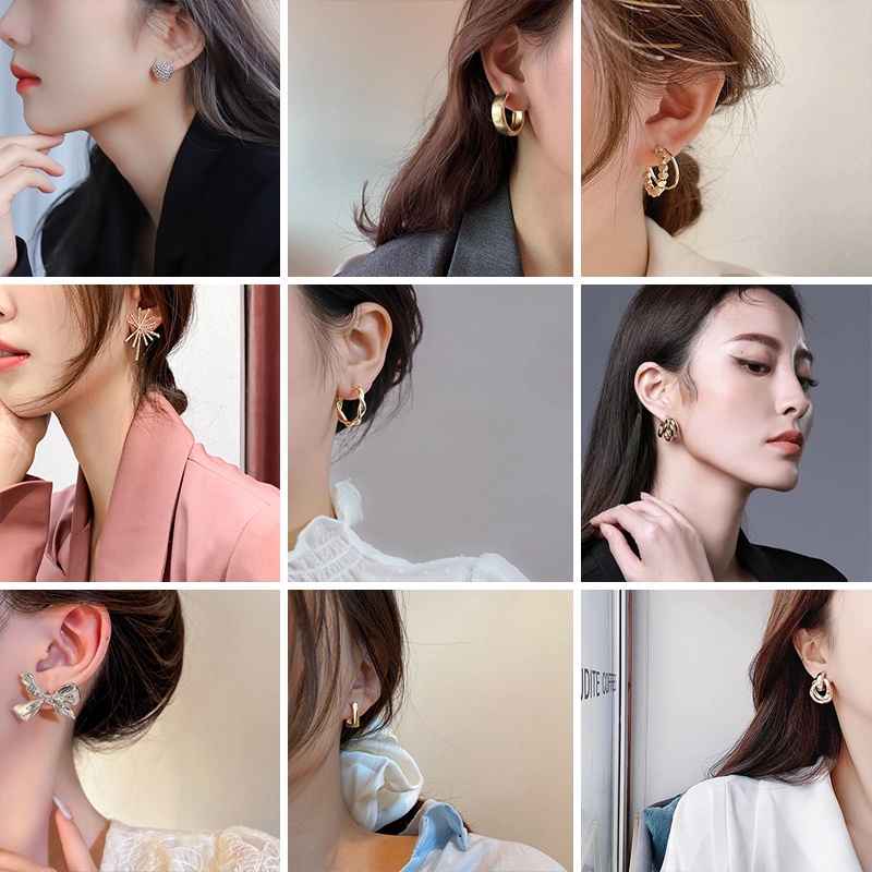 ใหม่ ต่างหูเข็มเงิน 925 รูปเรขาคณิต เรียบง่าย แฟชั่นสไตล์เกาหลี สําหรับผู้หญิง