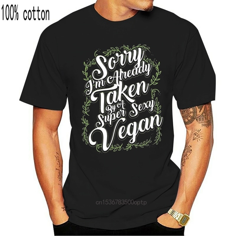 ผ้าฝ้าย T เสื้อ Mens ขออภัย Im แล้ว ถ่ายโดย Super Sexy Vegan XL BlackFunny เสื้อ O-คอ TOP TEE