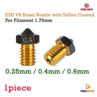 3D Printer Part E3D V6 Brass Nozzle with Teflon coated For Filament 1.75mm PTFE Coated