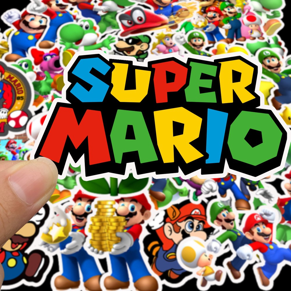 💥พร้อมส่ง💥ลายการ์ตูนอะนิเมะ supermario  mario 50แผ่น กันน้ำ สติ๊กเกอร์ ใช้ซ้ำได้ กระโปรงหลังรถ โทรศัพท์มือถือ