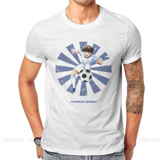 ┅Captain Tsubasa Football Anime 100% Cotton TShirts Tsubasa Oozora Retro Distinctive Homme T Shirt Fเสื้อยืด _04