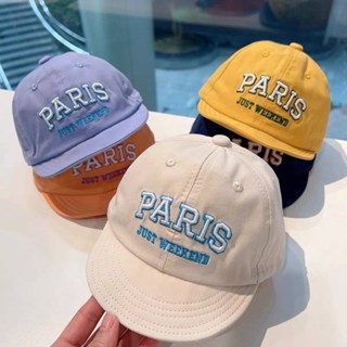 (พร้อมส่ง) หมวกเด็ก หมวกแก๊ป (Cap) ผ้า COTTON ปักอักษร "PARIS" 🗼 หมวกแฟชั่นเด็ก 5เดือน-3ปี รอบหัว:48-50 cm.