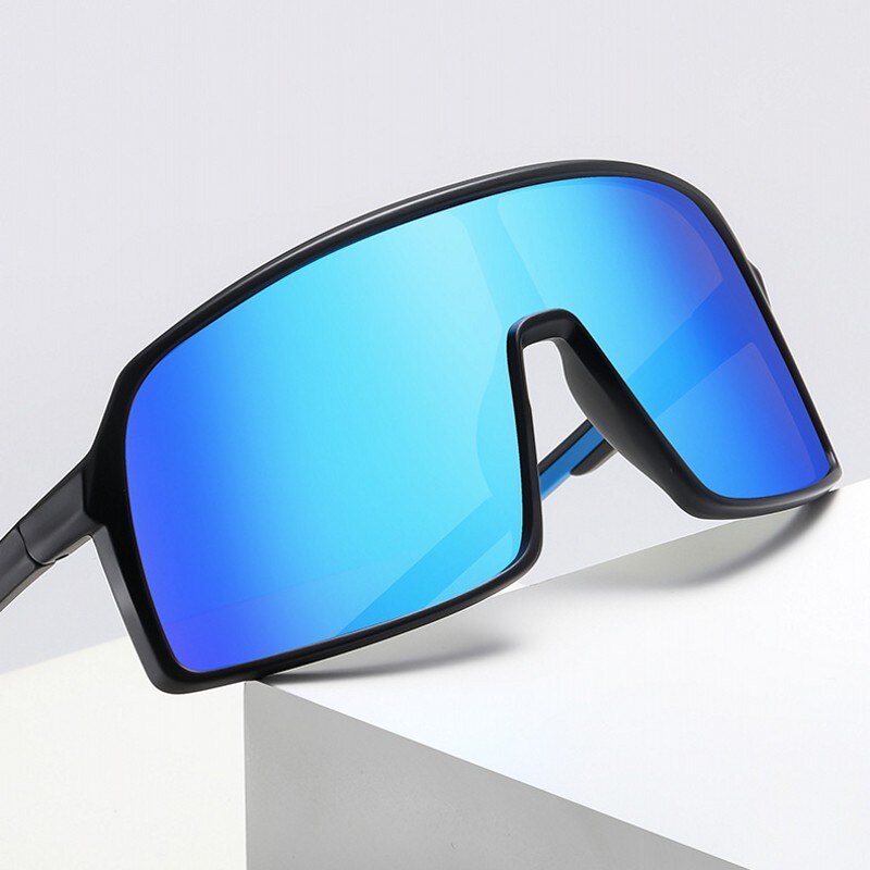 91c ใหม่ TR90 One-ขนาดใหญ่กรอบแว่นตากันแดด Polarized ผู้ชายกีฬาแว่นตากันแดดขี่แว่นตา UV400 w7b