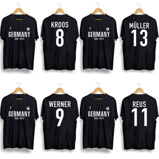 เสื้อยืดคอกลม พิมพ์ลาย Qatar World Cup Germany Kroos Muller Werner Reus สีดํา สีขาว สําหรับผู้ชาย และผู้หญิง FG1V 2022