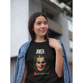 2023เสื้อยืดผ้าฝ้าย เสื้อเชิ้ต ลาย Joker Put On Happy Face