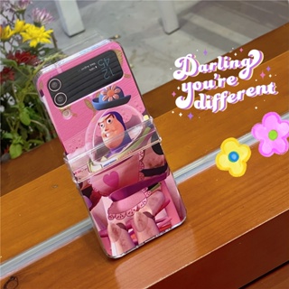 เคสโทรศัพท์มือถือแบบแข็ง กันกระแทก สีชมพู สําหรับ Samsung Galaxy Z Flip 4 Z Flip 3 5G