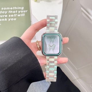 สายนาฬิกาข้อมือเรซิ่นใส สีรุ้ง สําหรับ Apple Watch Series 7 8 6 SE 5 4 3 Ultra 49 มม. i Watch 41 45 มม. 38 40 มม. 42 44 มม.