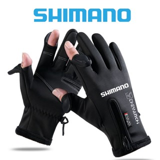 Shimano ถุงมือตกปลา ผ้าฟลีซ แบบเต็มนิ้ว กันน้ํา กันลื่น สัมผัสหน้าจอได้ เหมาะกับฤดูใบไม้ร่วง และฤดูหนาว สําหรับผู้ชาย