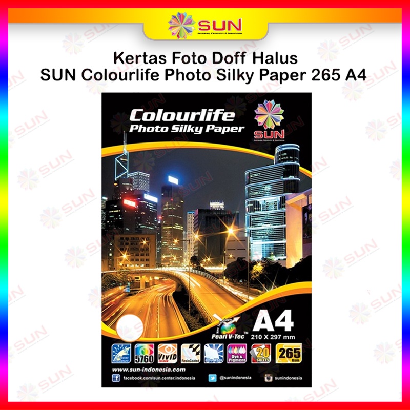 กระดาษภาพถ่าย HP Silky Doff A4 - SUN Colourlife Silky Photo Paper A4 (รองรับ epson/canon/Phone/broth
