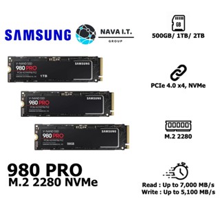 COINSคืน15%⚡FB9JMZV6⚡ SAMSUNG 980 PRO 500GB/ 1TB/ 2TB M.2 2280 NVME SSD รับประกัน 5ปี