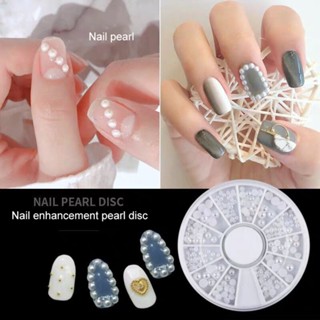 6 Grids/Box Mix Sizes White Nail Art Tips Half Pearls 3D Nail Beads Rhinestone Nail Art Decoration DIY Beauty Salon Manicure Supply