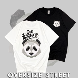 เสื้อยืดคอตตอนUSA เจ้าแรก! ลาย Panda New  เสื้อคู่ เสื้อแขนสั้น - OverSize ⚡️พร้อมส่ง⚡️_01