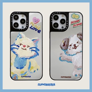 เคสโทรศัพท์มือถือ แบบกระจก กันกระแทก ลายกราฟฟิตี้ สุนัข แมว สําหรับ Samsung Galaxy S23 S23 PLUS S23Ultra