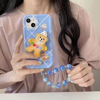 เคสโทรศัพท์มือถือ ลายการ์ตูน สีฟ้า พร้อมสายโซ่คล้อง สําหรับ iPhone 11 12 12pro 12promax 13 13pro 13promax 14 14pro 14promax