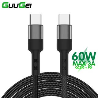 Guugei 3A USB Type C เป็น Type C สายเคเบิล PD 60W ชาร์จเร็ว Dual Type C สายชาร์จเร็ว สําหรับโทรศัพท์ แล็ปท็อป