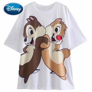 Disney Fashion Chip n Dale Cartoon Print T-Shirt Cute Women Harajuku Short Sleeve Female Casual_03