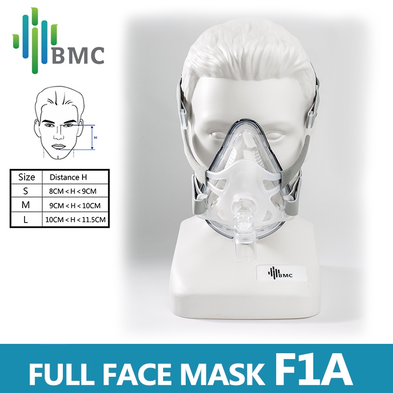 Bmc F1A หน้ากากเต็มหน้า พร้อมหมวก ซิลิโคนเจล เบาะ สําหรับ CPAP Auto CPAP เชื่อมต่อ S10
