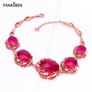 ♥ ของแท้ สร้อยข้อมือ ชุบทอง 14K 585 ประดับคริสตัล สีโรสโกลด์ หรูหรา สําหรับผู้หญิง งานแต่งงาน