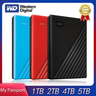 Western Digital WD 1TB 2TB My Passport ฮาร์ดไดรฟ์ภายนอก แบบพกพา USB 3.0 HDD พร้อมซอฟต์แวร์สํารอง ป้องกันรหัสผ่าน + ฟรีกระเป๋า