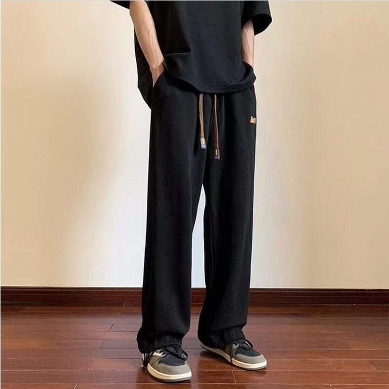 MNO.9 Pants T228 กางเกงลูกฟูกขายาวชาย เอวยืด ลำลอง ทรงขาปล่อย