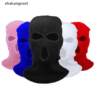 Shakangcool ใหม่ หน้ากากไหมพรม แบบเต็มหน้า 3 รู ให้ความอบอุ่น แฟชั่นฤดูหนาว สําหรับเล่นกีฬา สกีกลางแจ้ง SGL