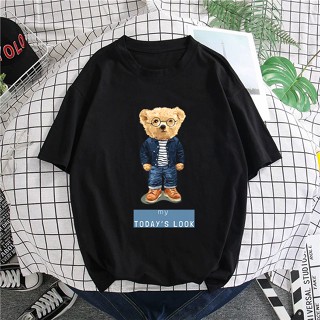 T-SHIRT PEREMPUAN LELAKI BAJU MY TODAY LOOK TEDDY BEAR WOMEN MEN KAIN COTTON/Baju Wanita/Oversize/Plus Size Tee_02