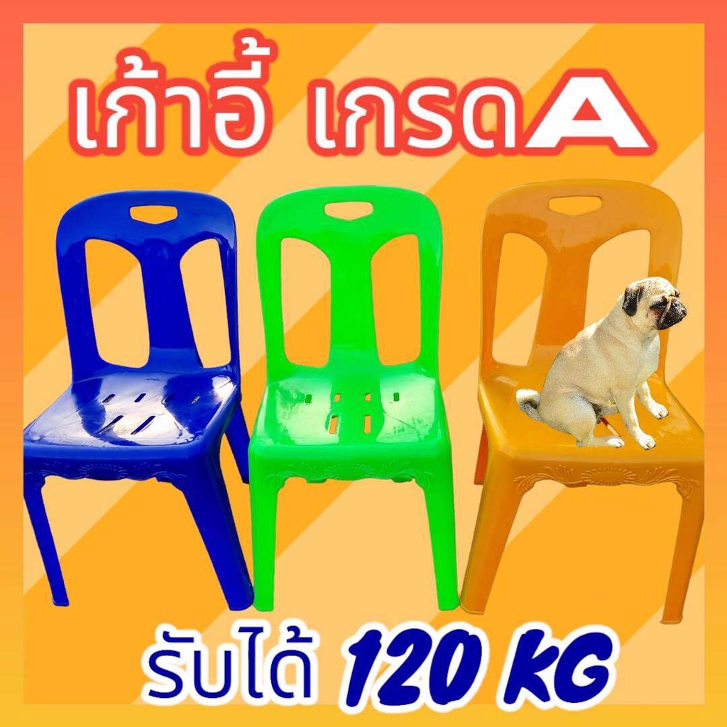 เก้าอี้พลาสติก เกรดA เก้าอี้พลาสติกมีพนักพิง กว้าง 46 x ยาว 51 x สูง 80 ซม รับน้ำหนักได้ 120 กิโลกรัม