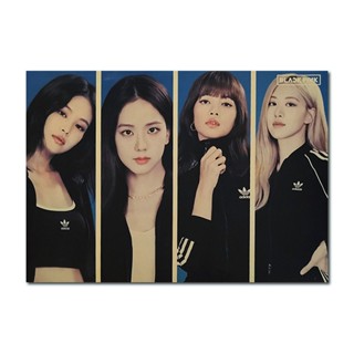 KPOP black pink Retro Kraft Paper Poster Jennie Lisa Jisoo Rose Wall Art For Room Bar Decor Jisoo Jennie Rose Lisa Blink comeback BP