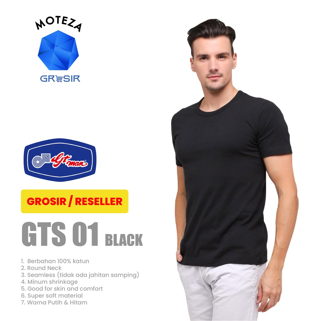 ขายส่ง [Min 6 pcs] GT Man GTS01 / GTS 01 - เสื้อกล้ามผู้ชาย - คอกลม / คอ O - สีดํา