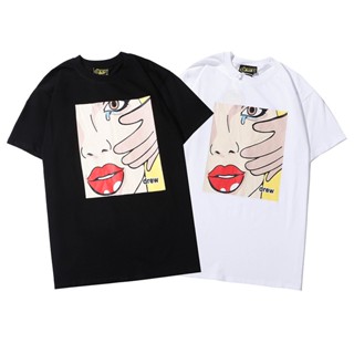 Drew House White Black Printing Yellow tshirt Men Women O-Neck Short Sleeve Round Top Tees Cotton Lovers T shirt_03