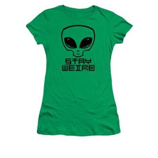 Stay Weird Alien Head Womens T-Shirt เสื้อยืดสีพื้น เสื้อยืด cotton เสื้อขาว เสื้อคู่รัก_02