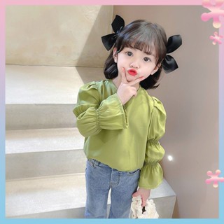 Girls shirt fashionable spring and autumn clothing summer thin long sleeve doll shirt 2022 new baby shirt bubble sleeve shirt