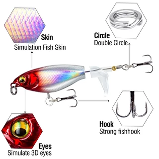 เหยื่อตกปลา รูปดวงตา 3D หมุนได้ 5 สี 2 ตะขอแหลม 7.5 9.5 ซม. อุปกรณ์เสริม สําหรับตกปลา 1 ชิ้น