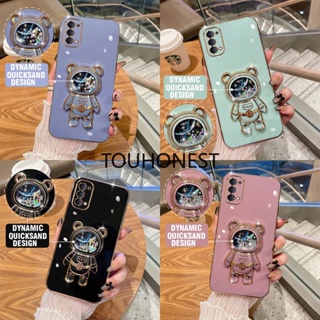 เคส Oppo Reno5 Pro Plus เคส Oppo Reno 5K เคส Oppo RenoZ เคส Oppo Reno7 Case Oppo Reno7 Pro Case Oppo Reno8 Case Oppo A93S Cover Glitter Liquid Quicksand Astronaut Bracket Soft Phone Case โทรศัพท์มือถือแบบนิ่ม มีทรายไหล แต่งกลิตเตอร์ ลายนักบินอวกาศ