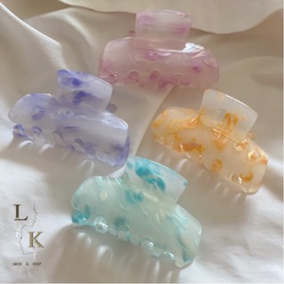 Lock and Keep Jewel กิ๊บพาสเทลไซส์กลาง Pastel Marble Medium Hair Claw