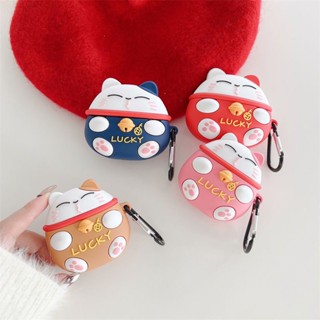 เคสหูฟัง ลายแมวนําโชคน่ารัก สําหรับ airpods 1 2 pro 3 case cover พร้อมตะขอ แบบนิ่ม Lucky cat