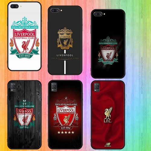 นุ่มสีดําrealme C11 C12 C15 C17 C20 C21 C21Yโลโก้ลิเวอร์พูลDเคสโทรศัพท์