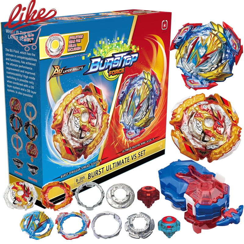 Beyblade Burst BU B-205 Spriggan Ultimate Valkryrie พร้อมเกียร์ VS ชุด B-184 Launcher ชุด Dynamite B